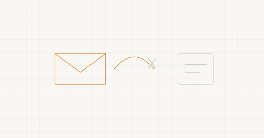 Une enveloppe dont la trajectoire s’interrompt avant d’arriver