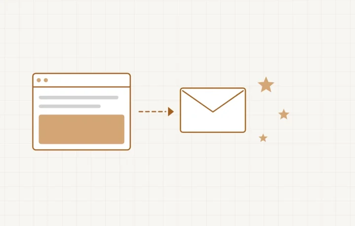 Un e-mail et une bannière partant d’un site vers un groupe de clients représentés par de petites silhouettes