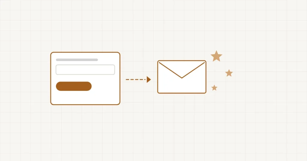 Une enveloppe qui s’ouvre sur un simple mot de bienvenue, avec un chemin fléché vers le reste du site