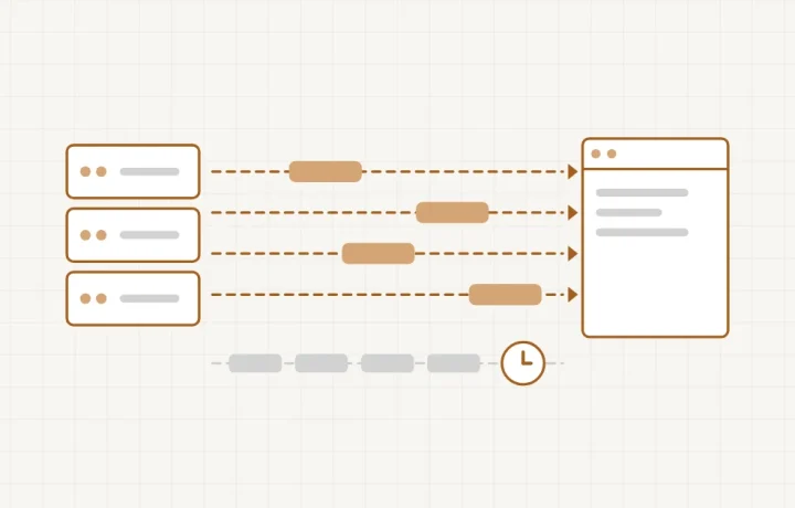 HTTP/2 et HTTP/3 : un serveur envoie ses fichiers sur quatre voies en même temps, au lieu d’une seule file grise qui attend