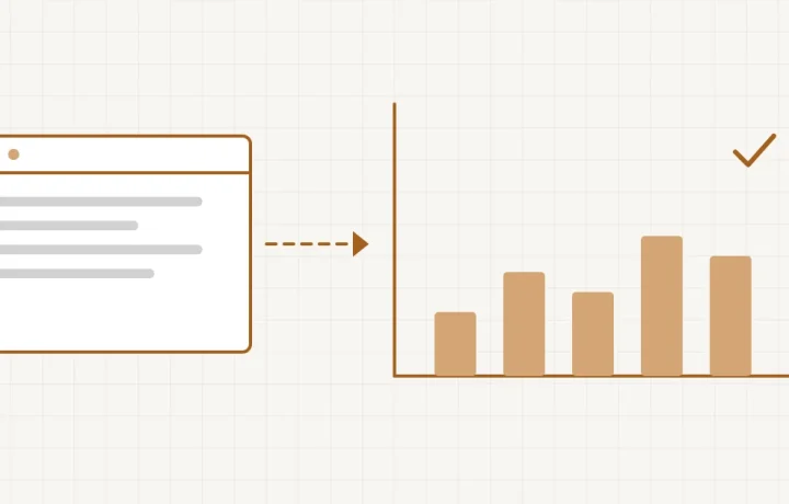 Un petit site relié à un grand tableau de statistiques rempli de graphiques, dont une seule courbe est utile