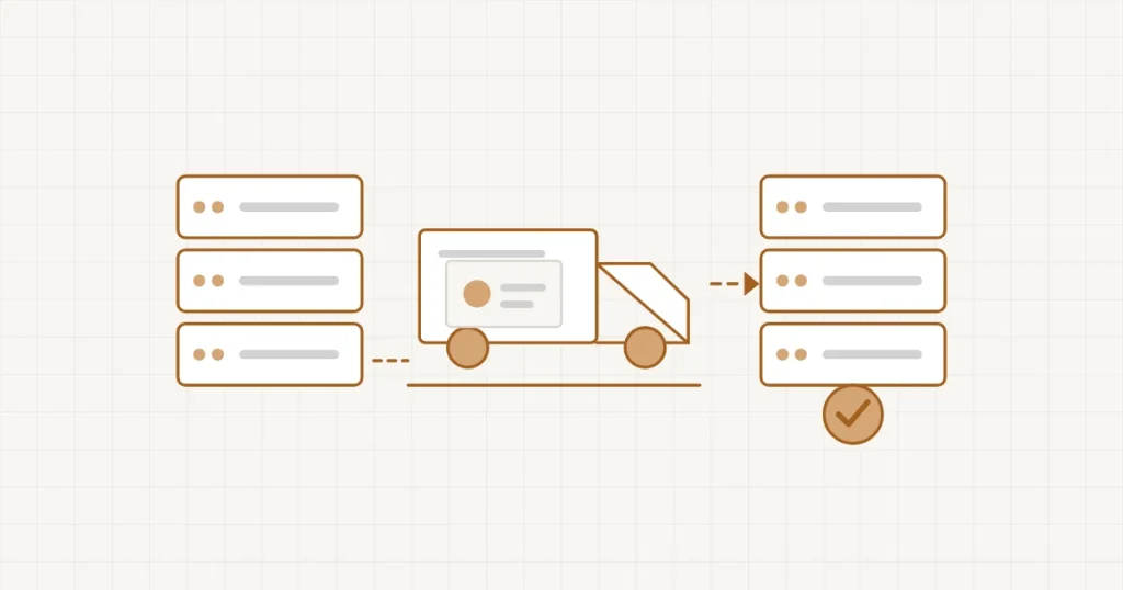 Migrer un site WordPress : le site quitte un serveur en camion et arrive intact sur le nouveau serveur, validé