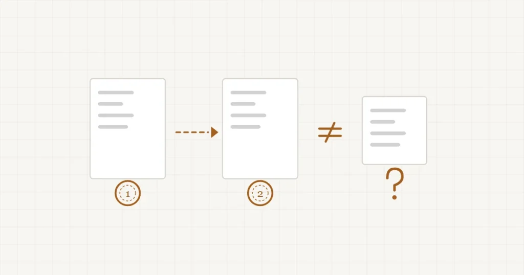 Une pile de documents datés, dont un seul est relié à une commande précise