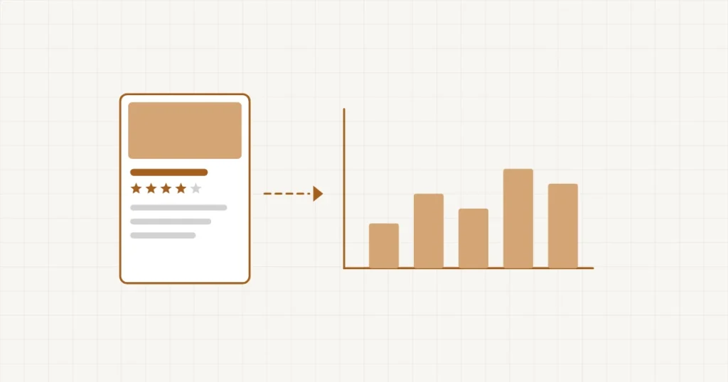 Une fiche d’établissement Google entourée de petits graphiques simples représentant vues et recherches